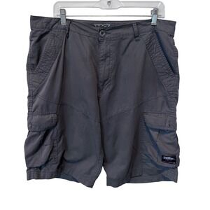 Vintage No Fear Shorts Size 36 Gray Cargo Skater BMX Surfer Grunge 1990s Y2K